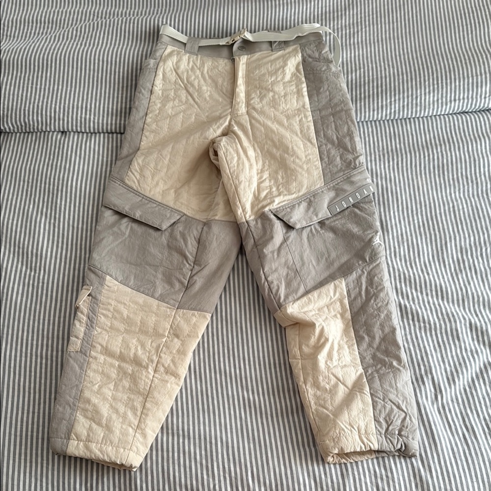 Jordan Cream and Gray Cargo Pants with Textured Design
